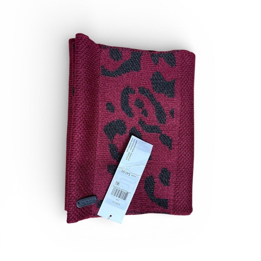 Kensie Infinity Scarf Maroon Black Animal Print Winter Wear NEW
